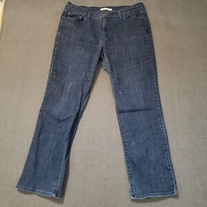 Levi's 505 Straight Jeans Womens 32 Blue Dark Wash Stretch Denim